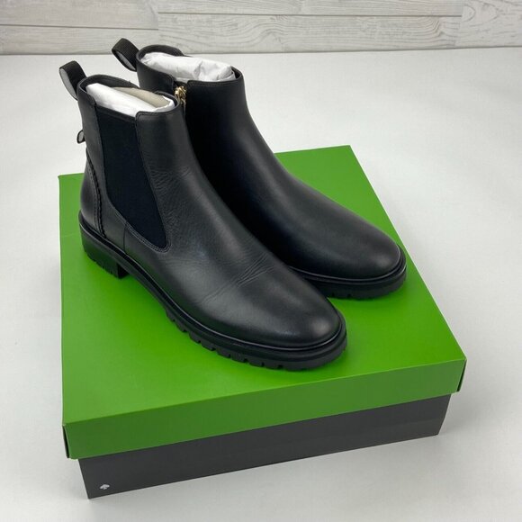 Kate Spade Everlee Black Leather Ankle Boot Booties Size 8.5B MSRP $249.00